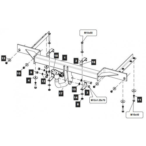 Фаркоп BALTEX на CHEVROLET Cruze 2009–2011  Арт. 04.2660.12 (седан)