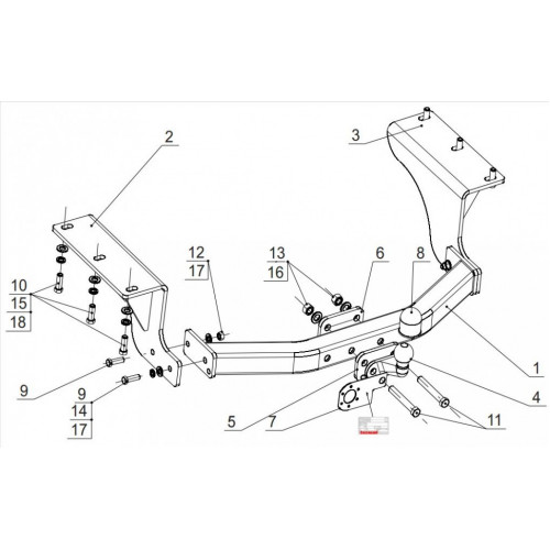 Фаркоп BOSAL (ORIS) на ACURA MDX 2013-  Арт. 4380-F